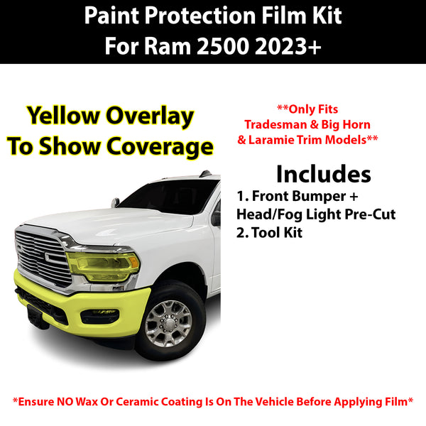 Fits Ram 2500/ 3500 (Tradesman & Big Horn & Laramie) 2023+ Precut Premium Paint Protection Film Clear Bra PPF Decal Film Kit Cover