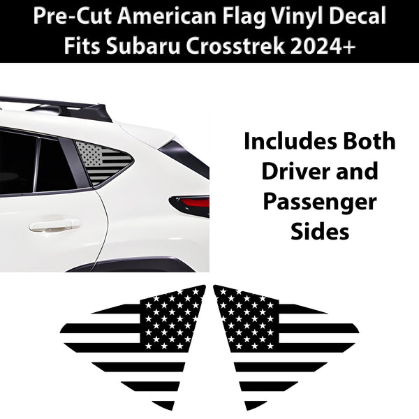 Fits Subaru Crosstrek 2024+ Quarter Window American Flag Vinyl Decal Stickers