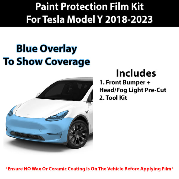 Precut Paint Protection Film (PPF) For Tesla Model Y 2020-2024 Front Bumper - 6pcs, Clear TPU