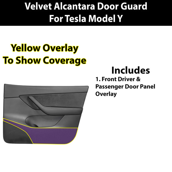 Fits Tesla Model Y 2020+ Alcantara Anti Kick Door Panel Protection Decal Stickers Overlay, Black Red Pink Yellow Purple