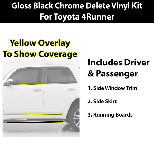 Toyota 4Runner 2014-2024 Blackout Chrome Delete Kit - Precut Gloss Black Vinyl Overlays