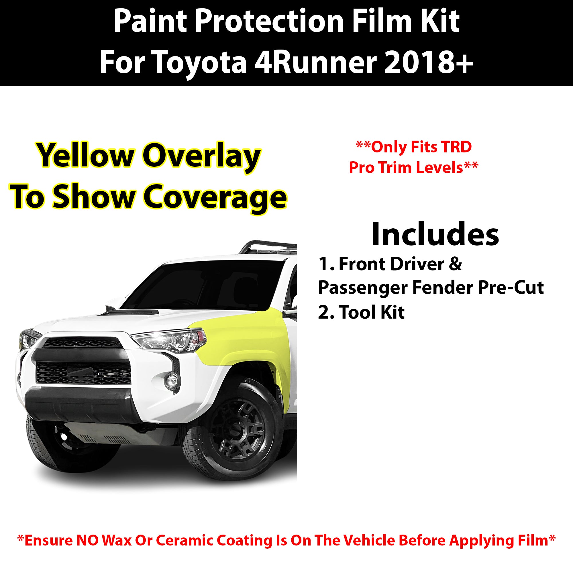 Fits Toyota 4Runner (TRD Pro) 2018+ Precut Premium Paint Protection Film Clear Bra PPF Decal Film Kit Cover - Bogar Tech Designs