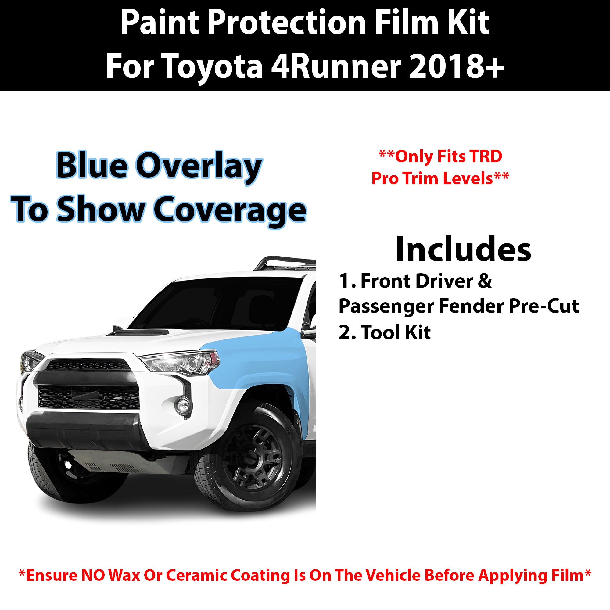 Fits Toyota 4Runner (TRD Pro) 2018+ Precut Premium Paint Protection Film Clear Bra PPF Decal Film Kit Cover - Bogar Tech Designs
