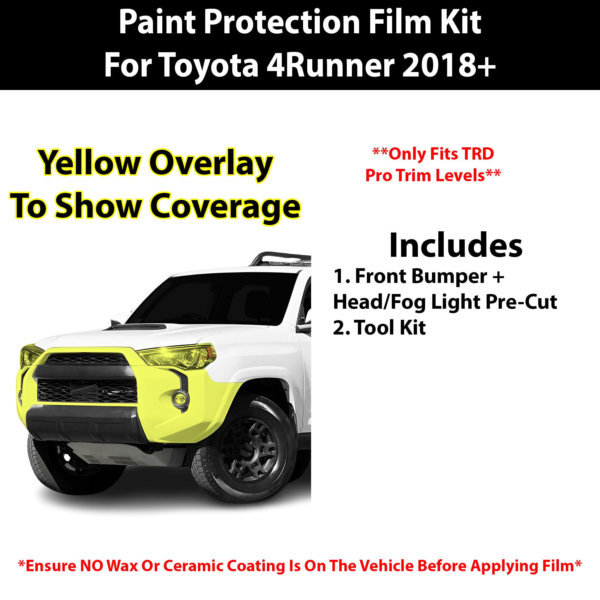 Fits Toyota 4Runner (TRD Pro) 2018+ Precut Premium Paint Protection Film Clear Bra PPF Decal Film Kit Cover - Bogar Tech Designs
