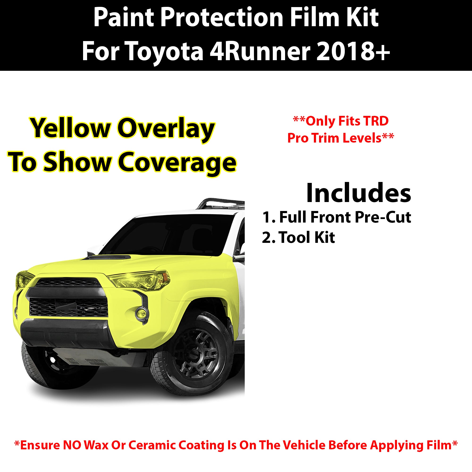 Fits Toyota 4Runner (TRD Pro) 2018+ Precut Premium Paint Protection Film Clear Bra PPF Decal Film Kit Cover - Bogar Tech Designs