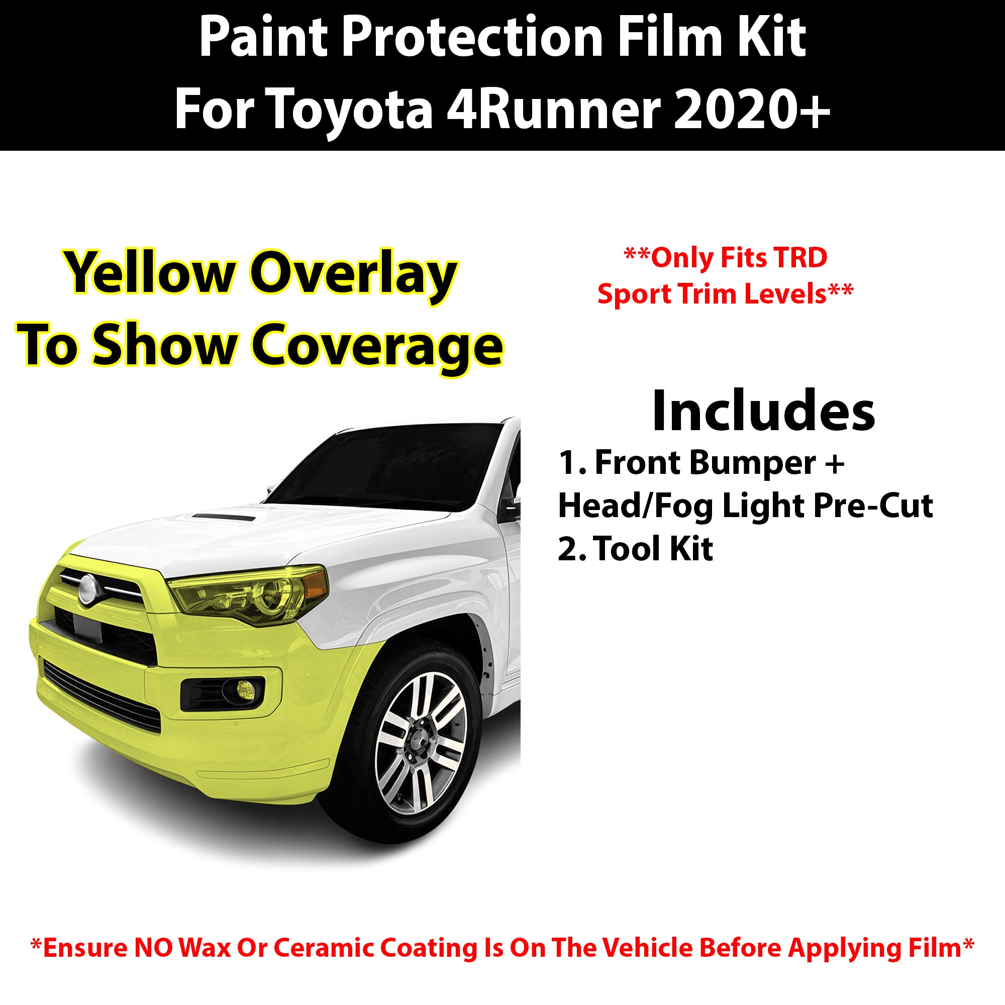 Fits Toyota 4Runner (TRD Sport) 2022+ Precut Premium Paint Protection Film Clear Bra PPF Decal Film Kit Cover - Bogar Tech Designs