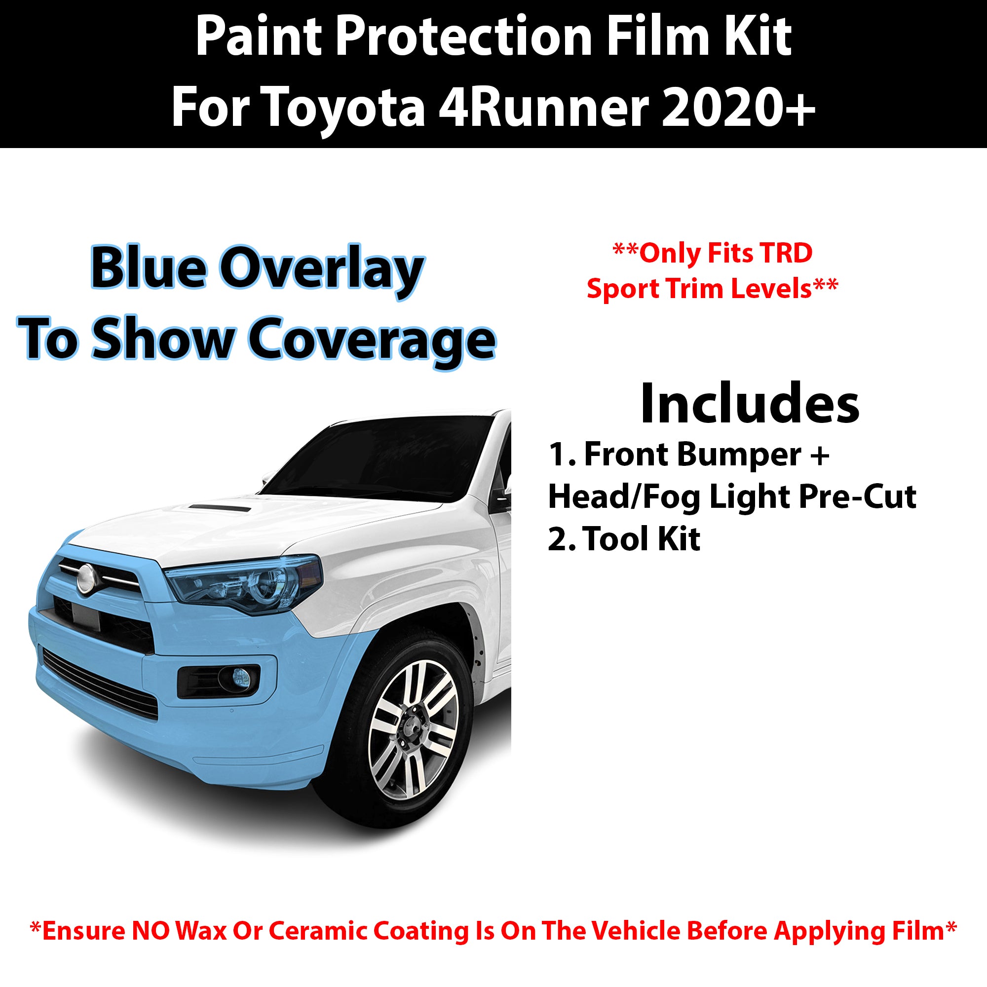 Fits Toyota 4Runner (TRD Sport) 2022+ Precut Premium Paint Protection Film Clear Bra PPF Decal Film Kit Cover - Bogar Tech Designs