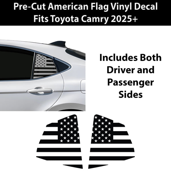 Fits Toyota Camry 2025+ Quarter Window American Flag Vinyl Decal Stickers