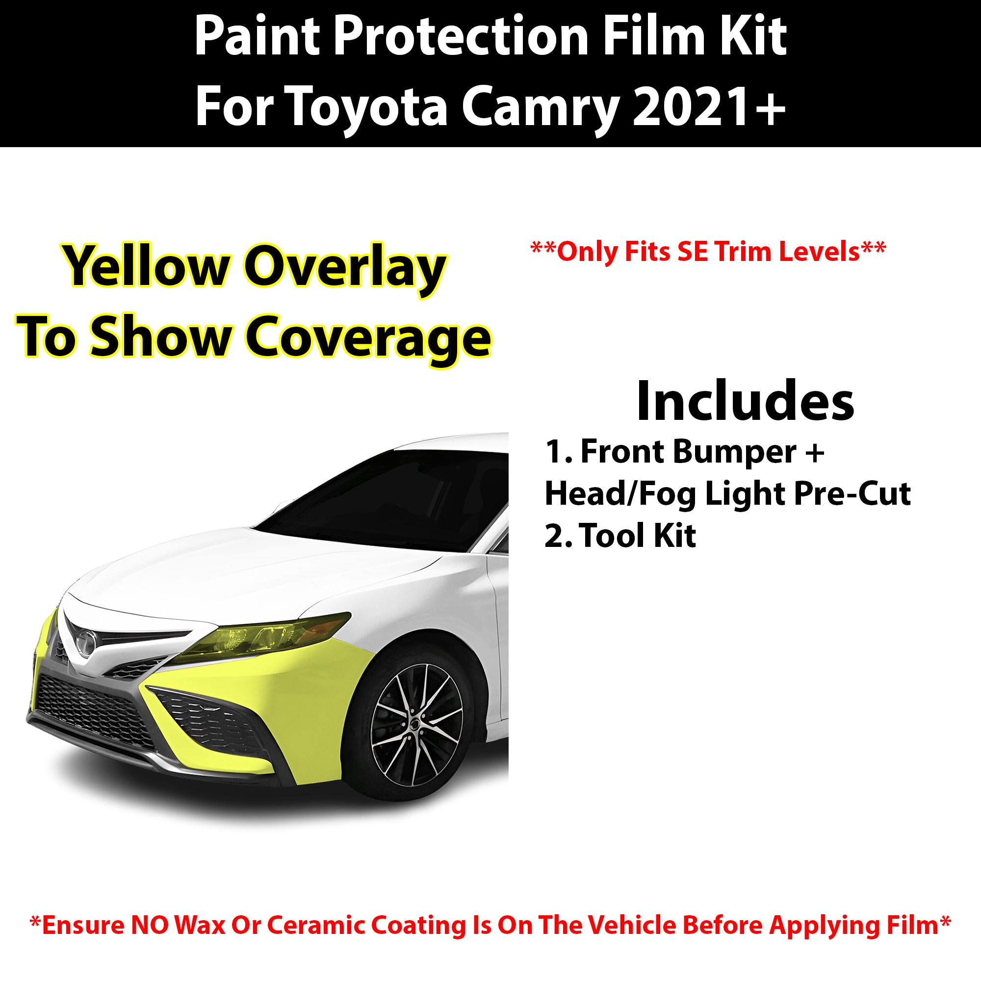 Fits Toyota Camry (SE) 2021 - 2024 Precut Premium Paint Protection Film Clear Bra PPF Decal Film Kit Cover - Bogar Tech Designs