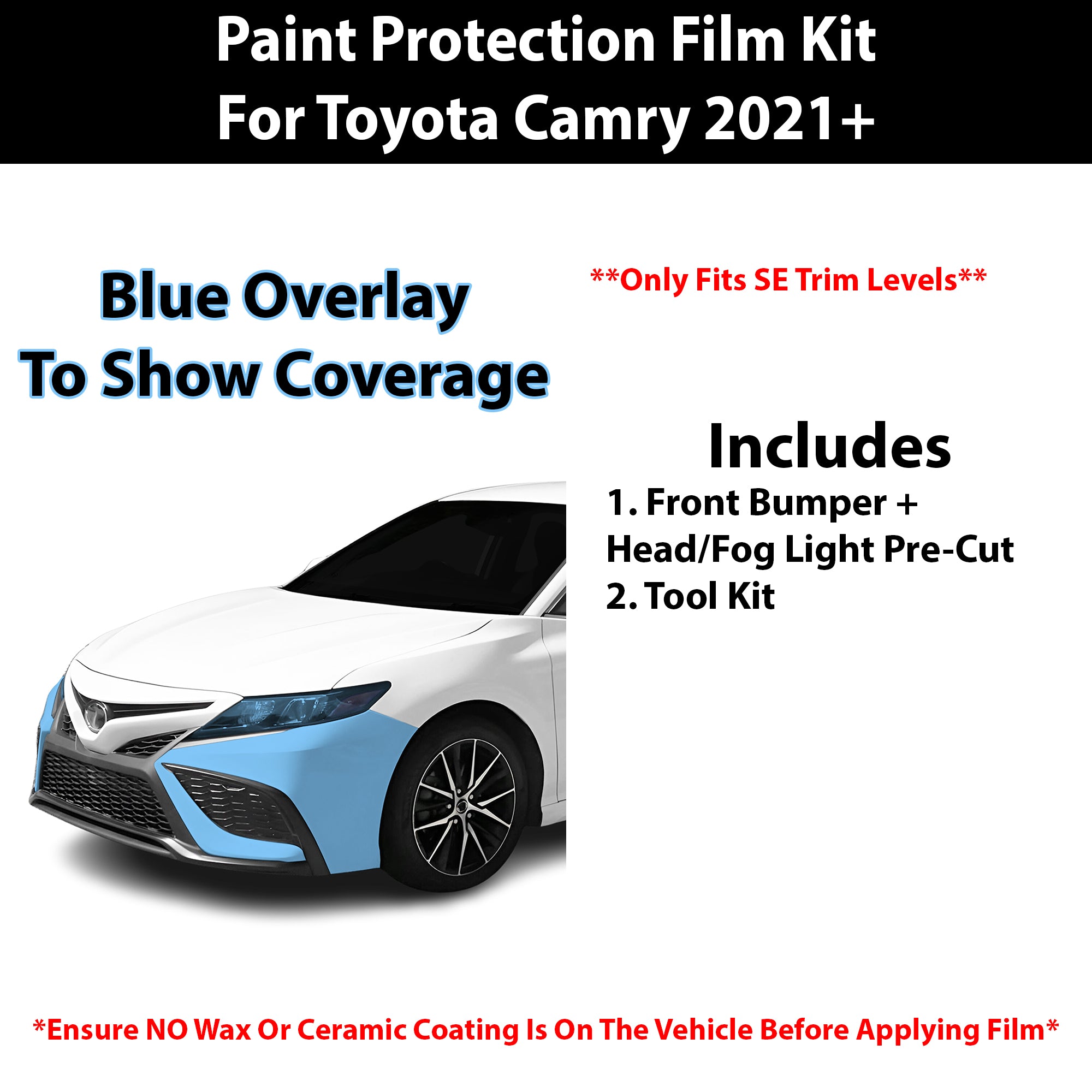 Fits Toyota Camry (SE) 2021 - 2024 Precut Premium Paint Protection Film Clear Bra PPF Decal Film Kit Cover - Bogar Tech Designs