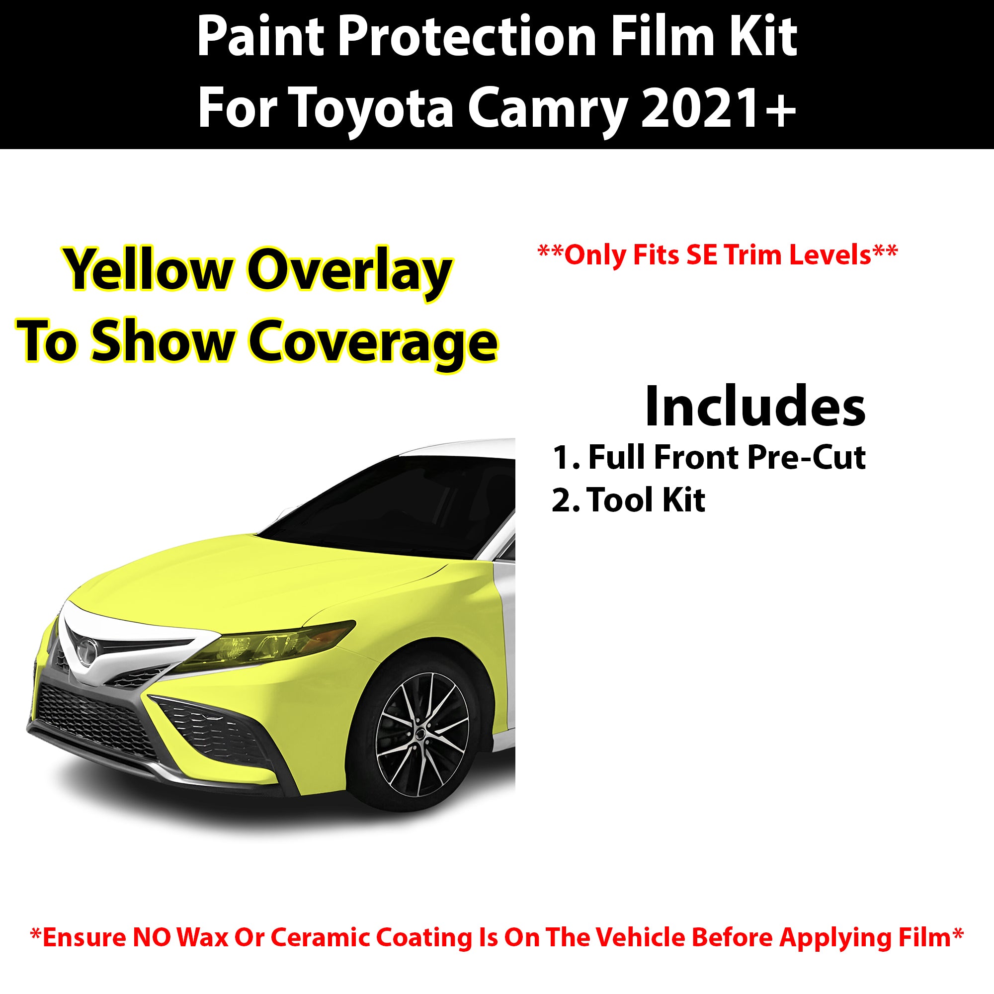 Fits Toyota Camry (SE) 2021 - 2024 Precut Premium Paint Protection Film Clear Bra PPF Decal Film Kit Cover - Bogar Tech Designs