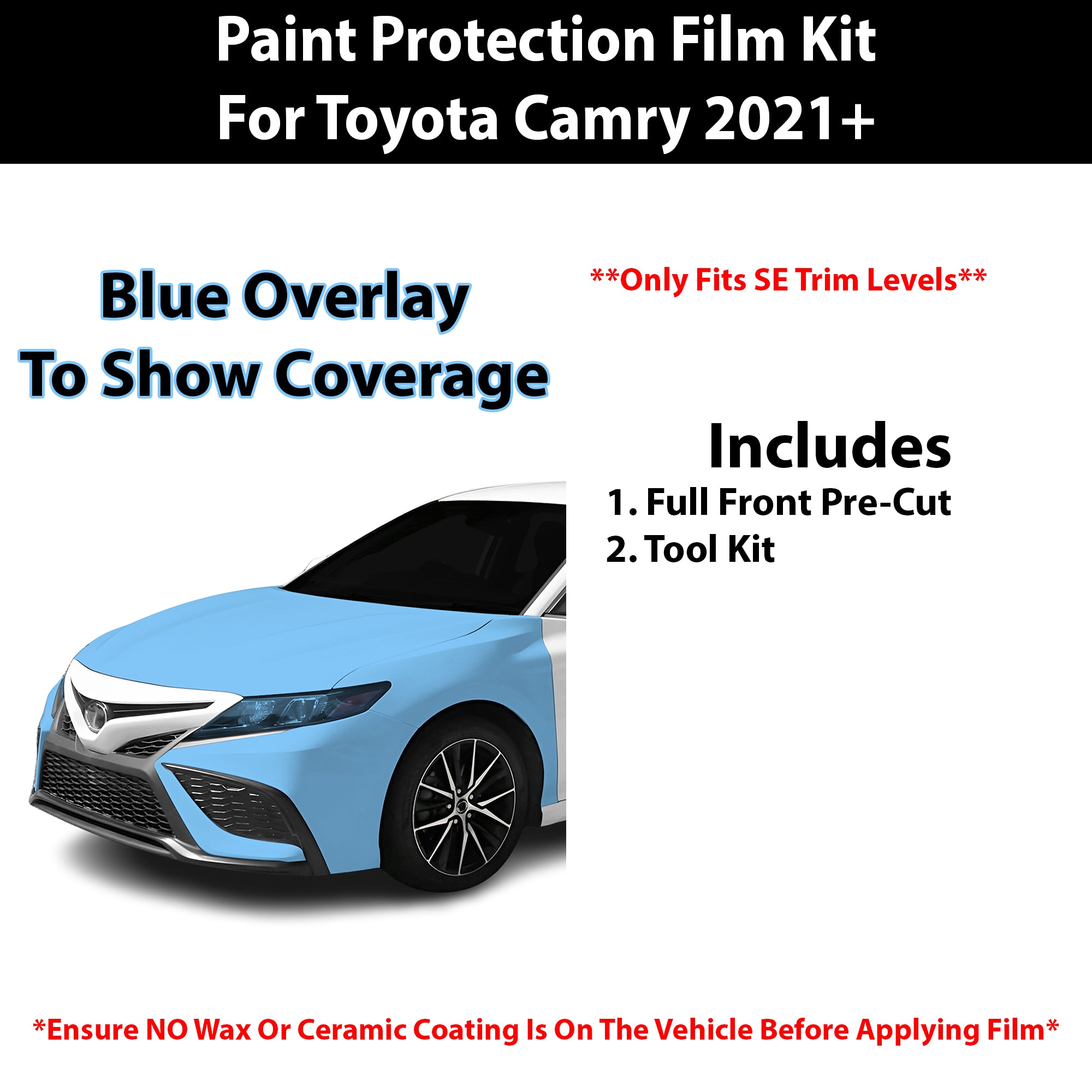 Fits Toyota Camry (SE) 2021 - 2024 Precut Premium Paint Protection Film Clear Bra PPF Decal Film Kit Cover - Bogar Tech Designs