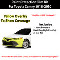 Fits Toyota Camry LE/XLE 2018-2020 Precut Premium Paint Protection Film Clear Bra PPF Decal Film Kit Cover