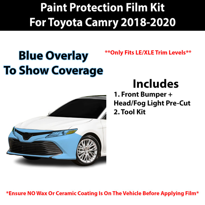 Fits Toyota Camry LE/XLE 2018 - 2020 Precut Premium Paint Protection Film Clear Bra PPF Decal Film Kit Cover - Bogar Tech Designs