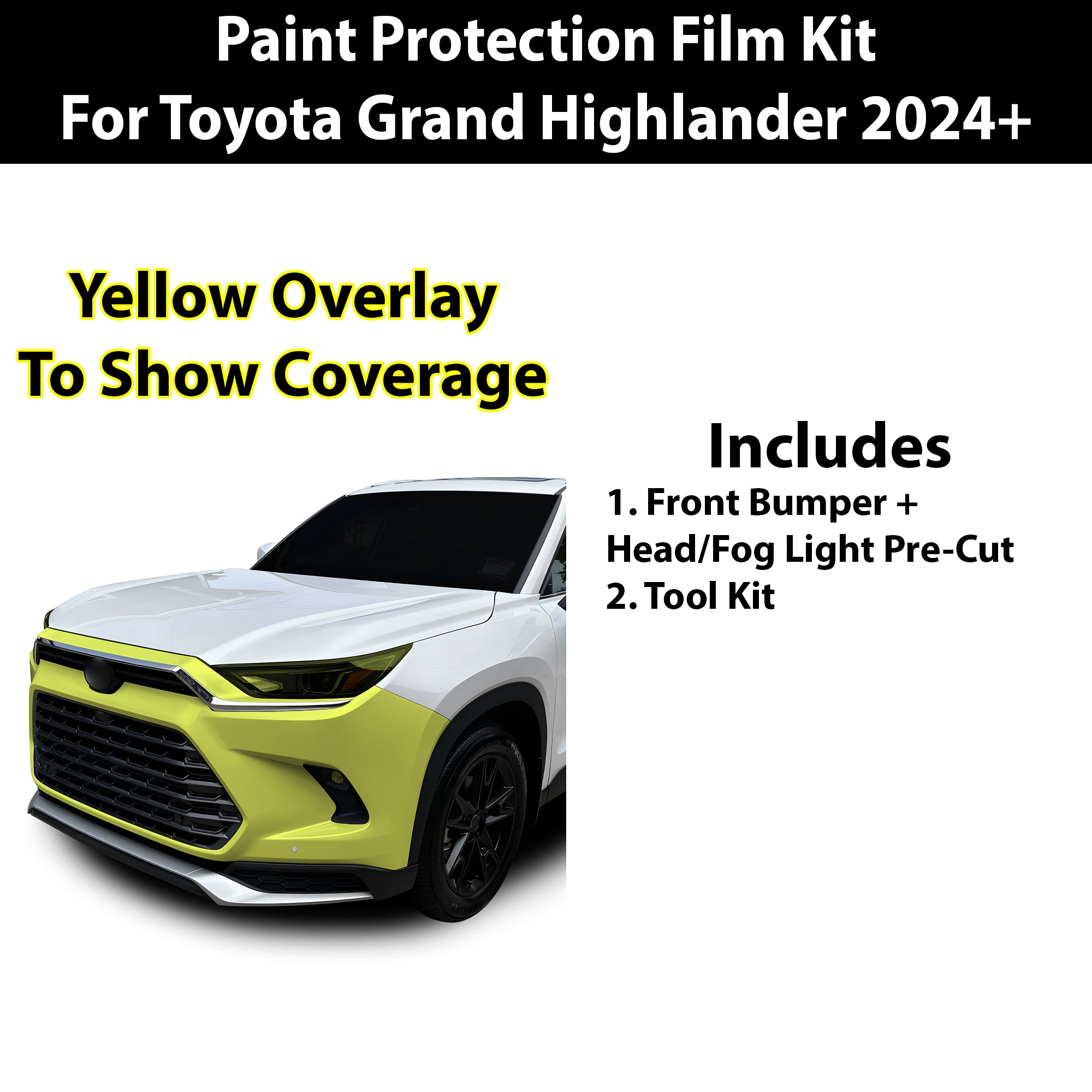 Fits Toyota Grand Highlander 2024+ Precut Premium Paint Protection Film Clear Bra PPF Decal Film Kit Coverage - Bogar Tech Designs