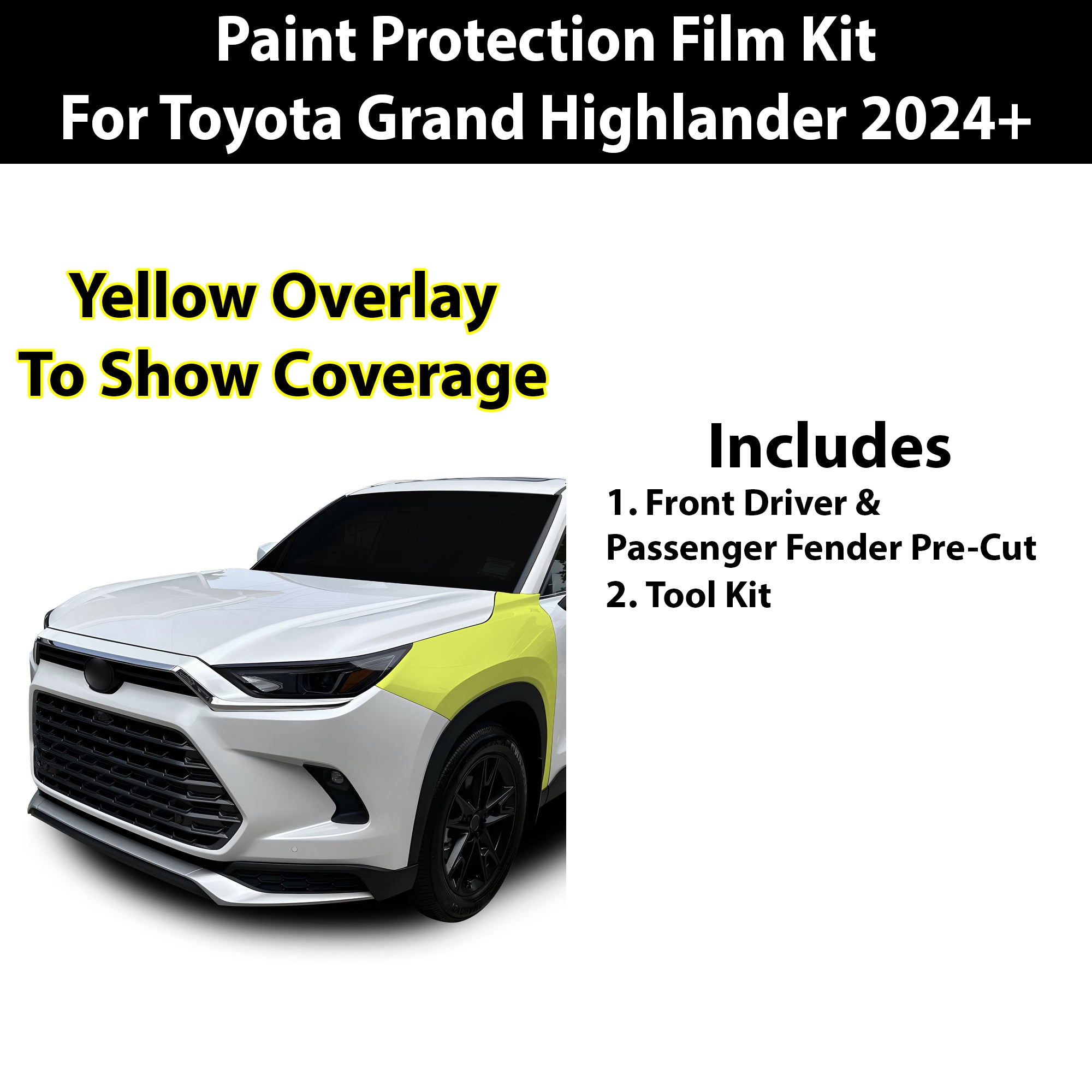 Fits Toyota Grand Highlander 2024+ Precut Premium Paint Protection Film Clear Bra PPF Decal Film Kit Coverage - Bogar Tech Designs