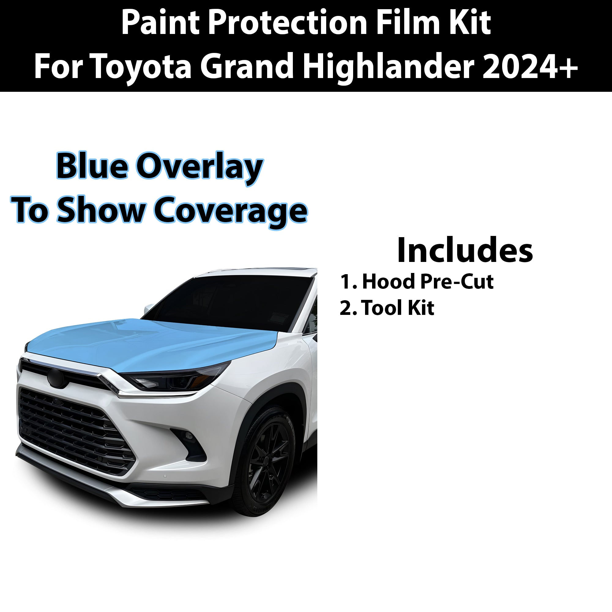 Fits Toyota Grand Highlander 2024+ Precut Premium Paint Protection Film Clear Bra PPF Decal Film Kit Coverage - Bogar Tech Designs