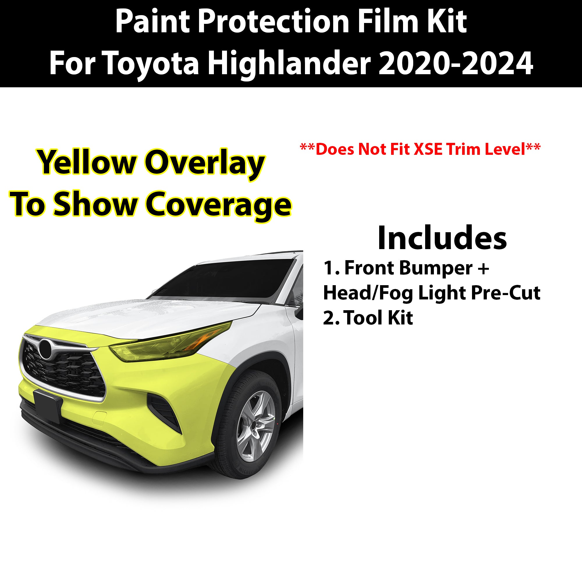 Fits Toyota Highlander 2020 - 2024 Precut Premium Paint Protection Film Clear Bra PPF Decal Film Kit Cover - Bogar Tech Designs