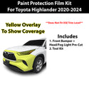 Fits Toyota Highlander 2020-2024 Precut Premium Paint Protection Film Clear Bra PPF Decal Film Kit Cover