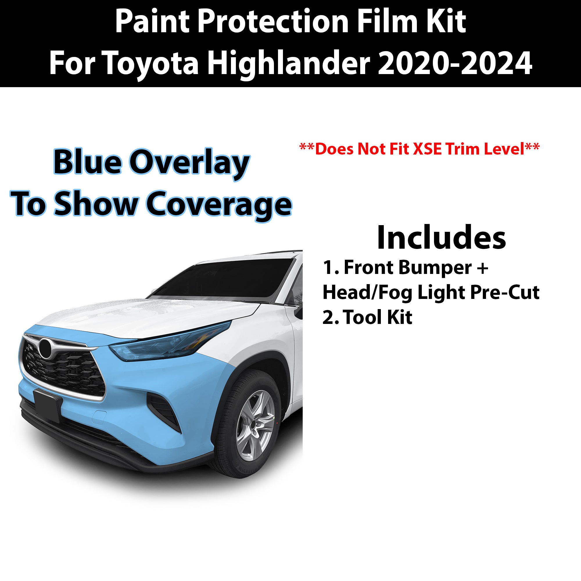 Fits Toyota Highlander 2020 - 2024 Precut Premium Paint Protection Film Clear Bra PPF Decal Film Kit Cover - Bogar Tech Designs