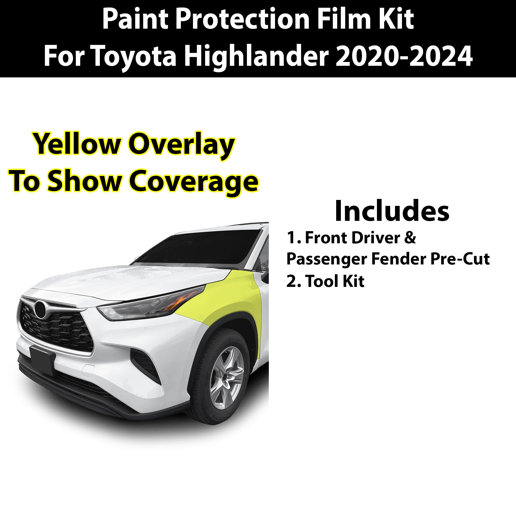 Fits Toyota Highlander 2020 - 2024 Precut Premium Paint Protection Film Clear Bra PPF Decal Film Kit Cover - Bogar Tech Designs