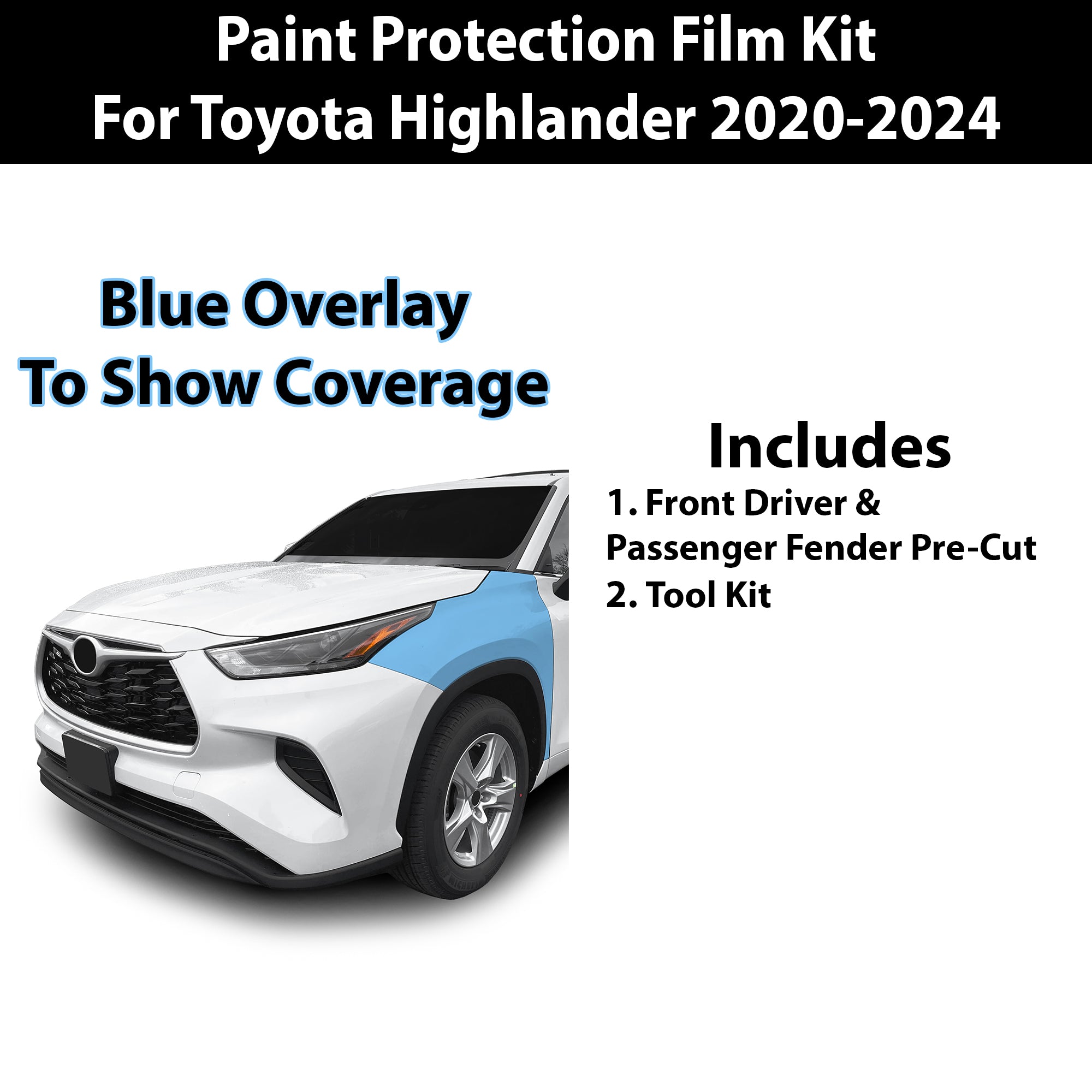 Fits Toyota Highlander 2020 - 2024 Precut Premium Paint Protection Film Clear Bra PPF Decal Film Kit Cover - Bogar Tech Designs