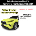 Fits Toyota Highlander 2020-2024 Precut Premium Paint Protection Film Clear Bra PPF Decal Film Kit Cover