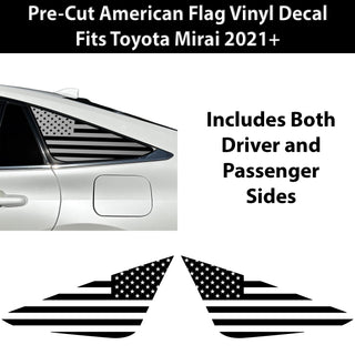 Fits Toyota Mirai 2021+ Quarter Window American Flag Vinyl Decal Stickers