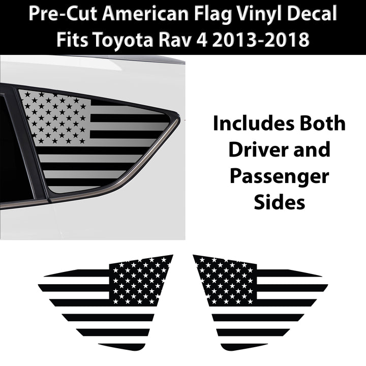 Quarter Window American Flag Vinyl Decal Stickers Fits Toyota Rav4 2013 - 2018 - Bogar Tech Designs