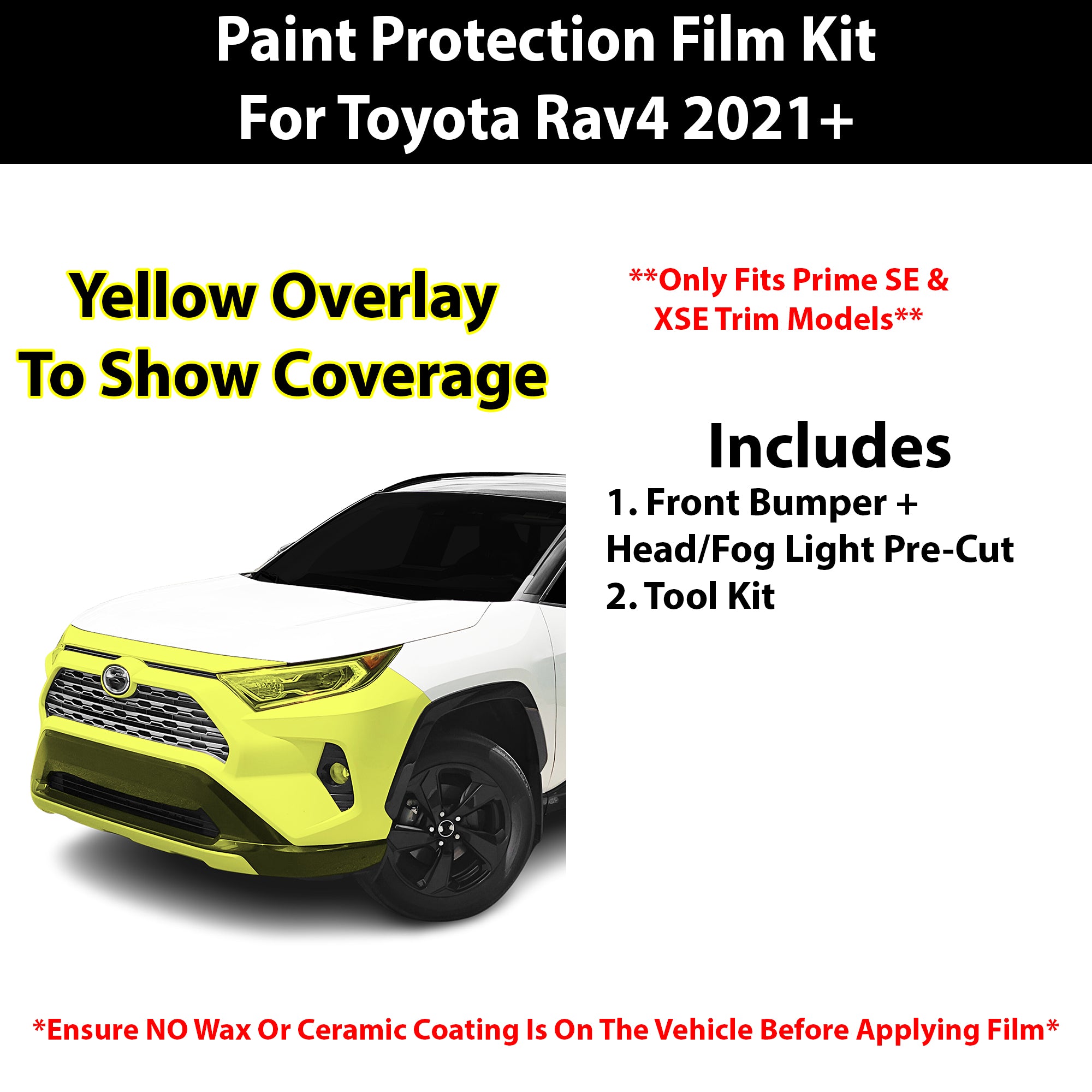 Fits Toyota Rav4 Prime (SE & XSE) 2021+ Precut Premium Paint Protection Film Clear Bra PPF Decal Film Kit Cover - Bogar Tech Designs