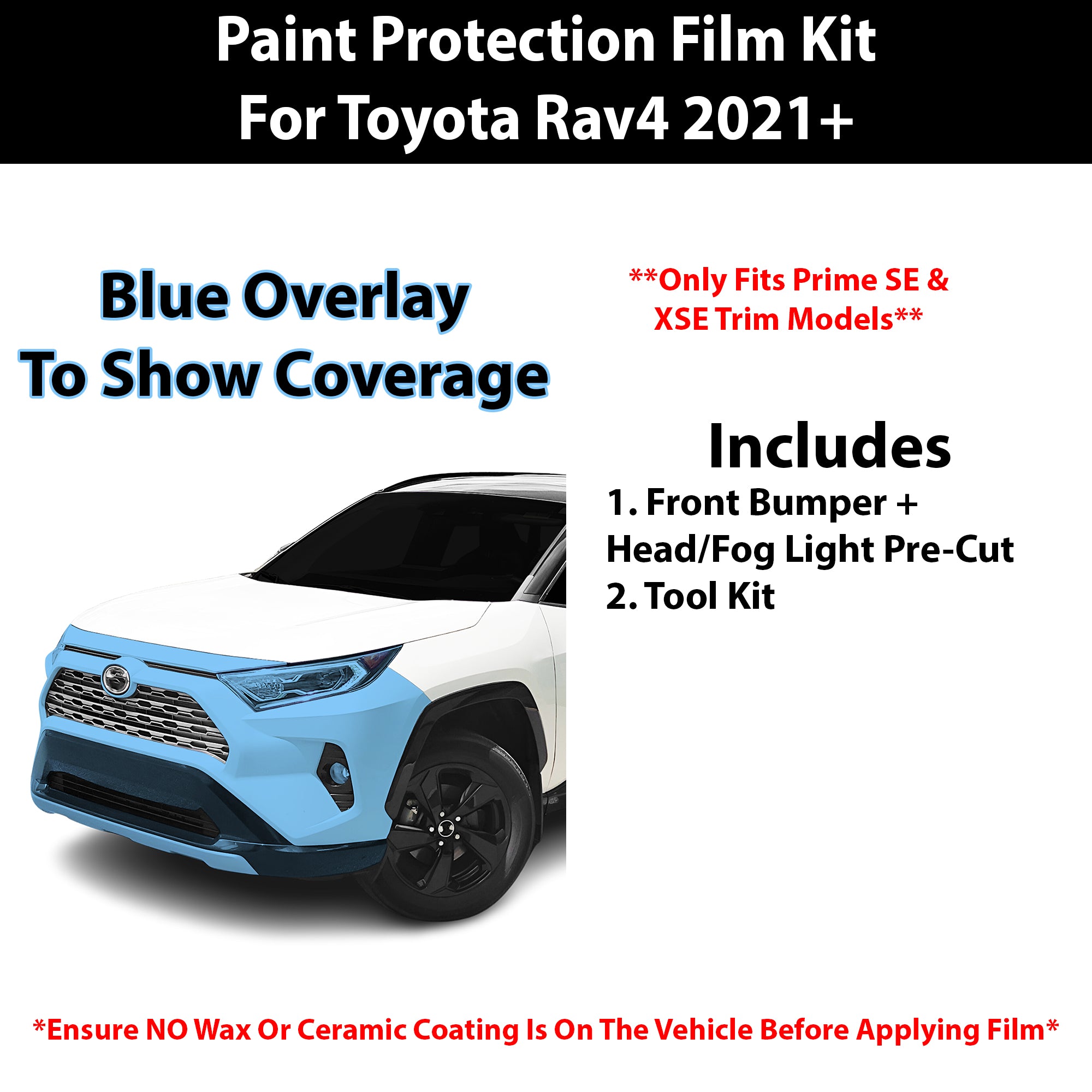 Fits Toyota Rav4 Prime (SE & XSE) 2021+ Precut Premium Paint Protection Film Clear Bra PPF Decal Film Kit Cover - Bogar Tech Designs