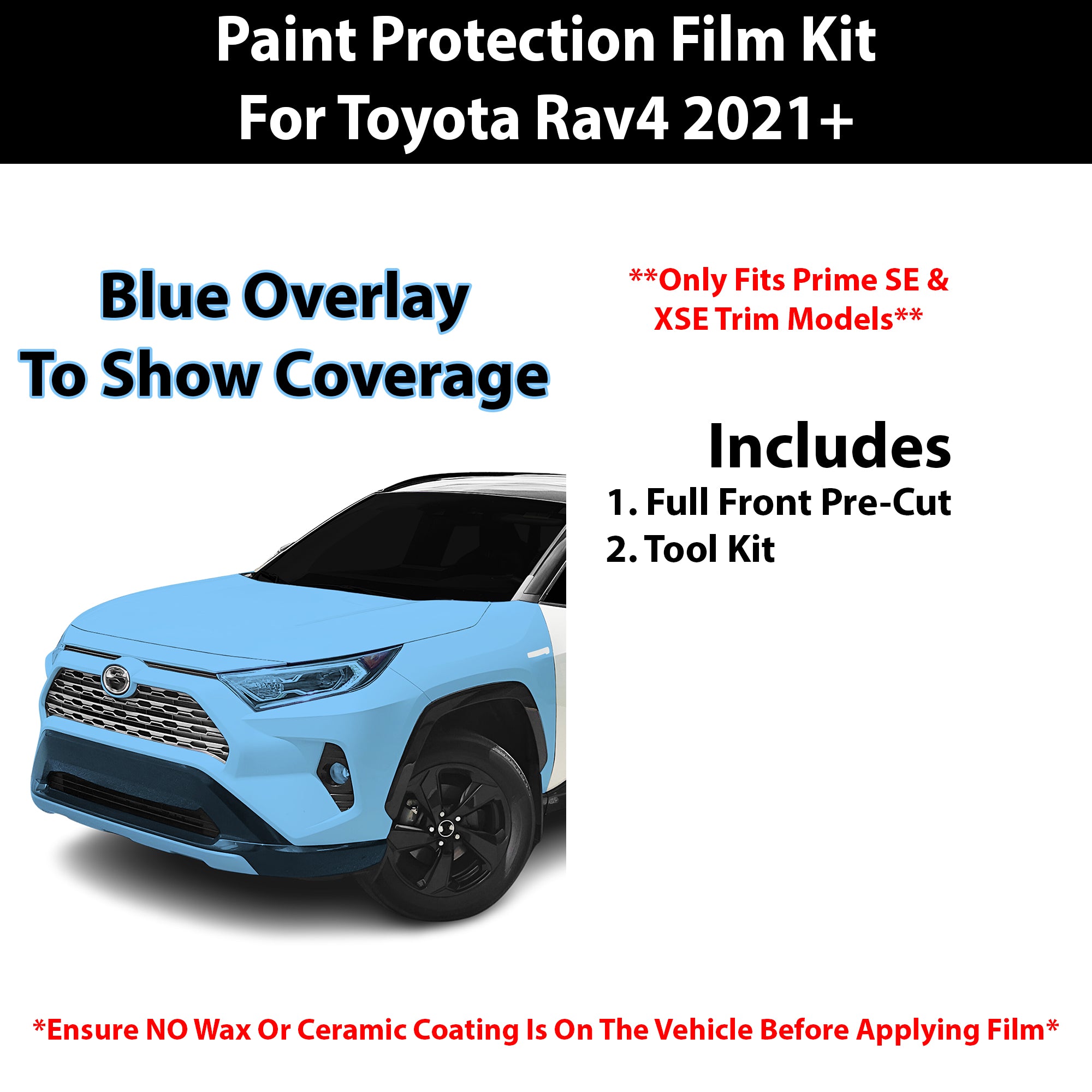 Fits Toyota Rav4 Prime (SE & XSE) 2021+ Precut Premium Paint Protection Film Clear Bra PPF Decal Film Kit Cover - Bogar Tech Designs