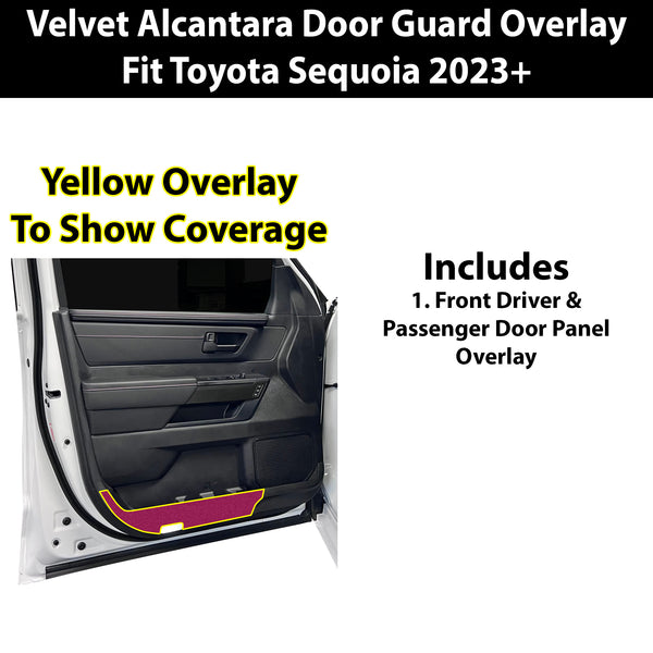 Fits Toyota Sequoia 2023+ Alcantara Anti Kick Door Panel Protection Decal Stickers Overlay, Black Red Pink Yellow Purple