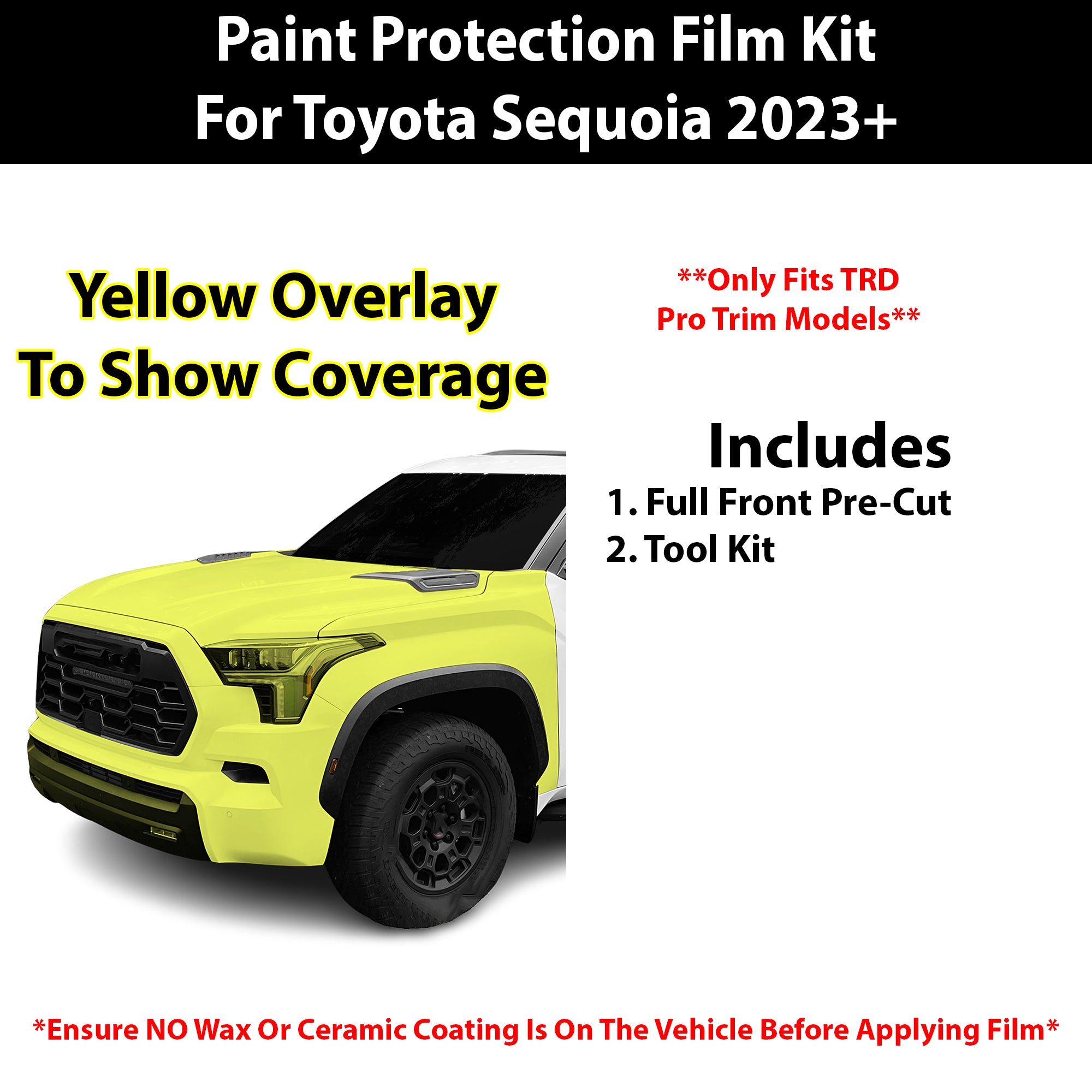 Fits Toyota Sequoia (TRD Pro) 2023+ Precut Premium Paint Protection Film Clear Bra PPF Decal Film Kit Cover - Bogar Tech Designs