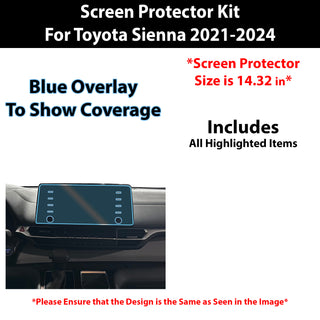 For Toyota Sienna 2021-2024 Scratch Resistant Shatter Proof Infotainment Clear Screen Protection Film