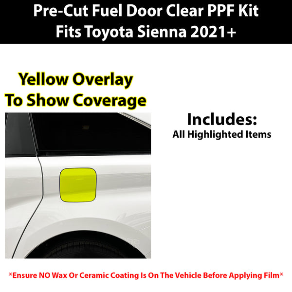 Fits Toyota Sienna 2021+ Precut Fuel Door Premium Paint Protection Film PPF Decal Film Kit Gas Cap Cover, Gloss Black Carbon Fiber