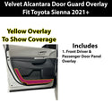 Fits Toyota Sienna 2021+ Alcantara Anti Kick Door Panel Protection Decal Stickers Overlay, Black Red Pink Yellow Purple