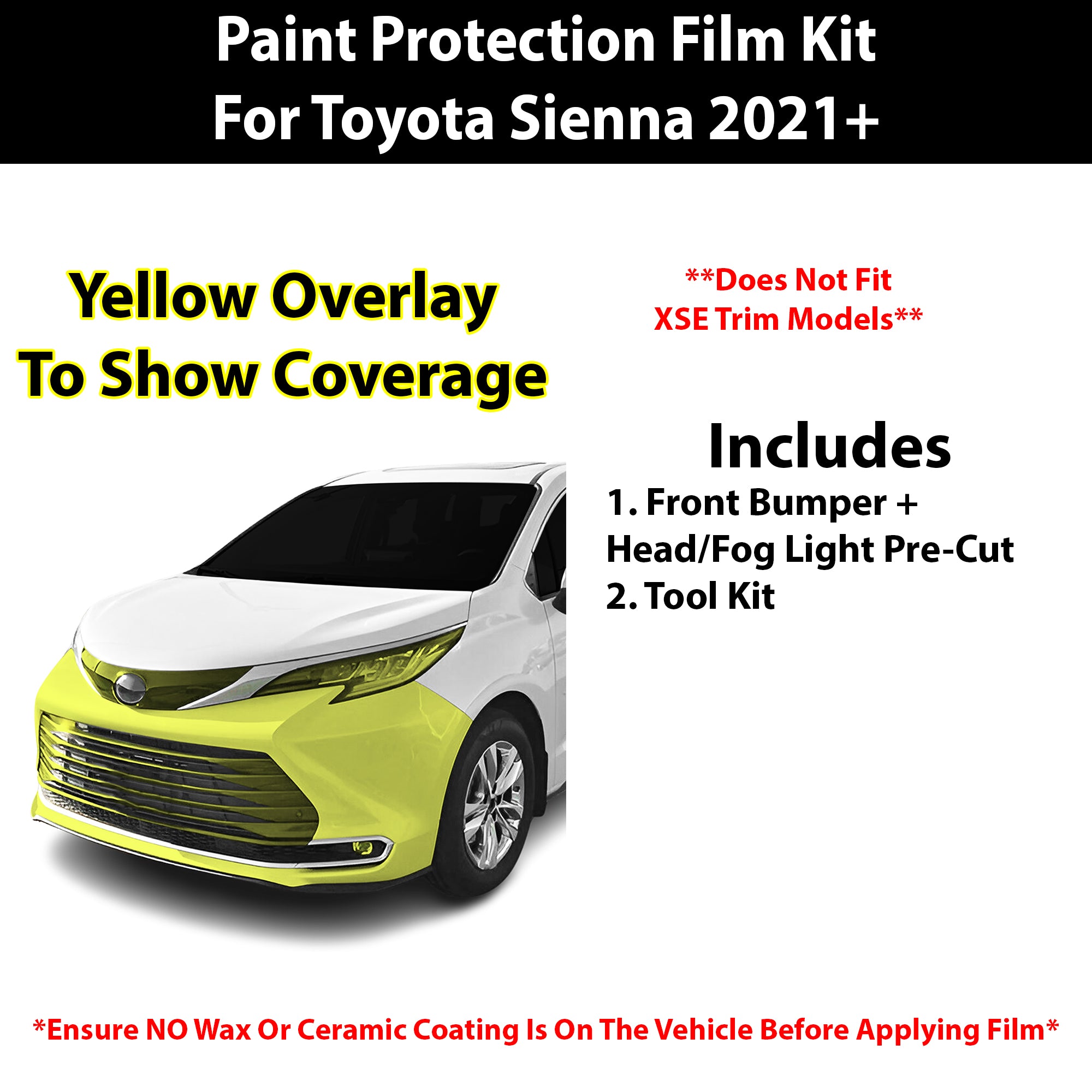 Fits Toyota Sienna (LE & XLE & Limited & Platinum) 2021+ Precut Premium Paint Protection Film Clear Bra PPF Decal Film Kit Cover - Bogar Tech Designs