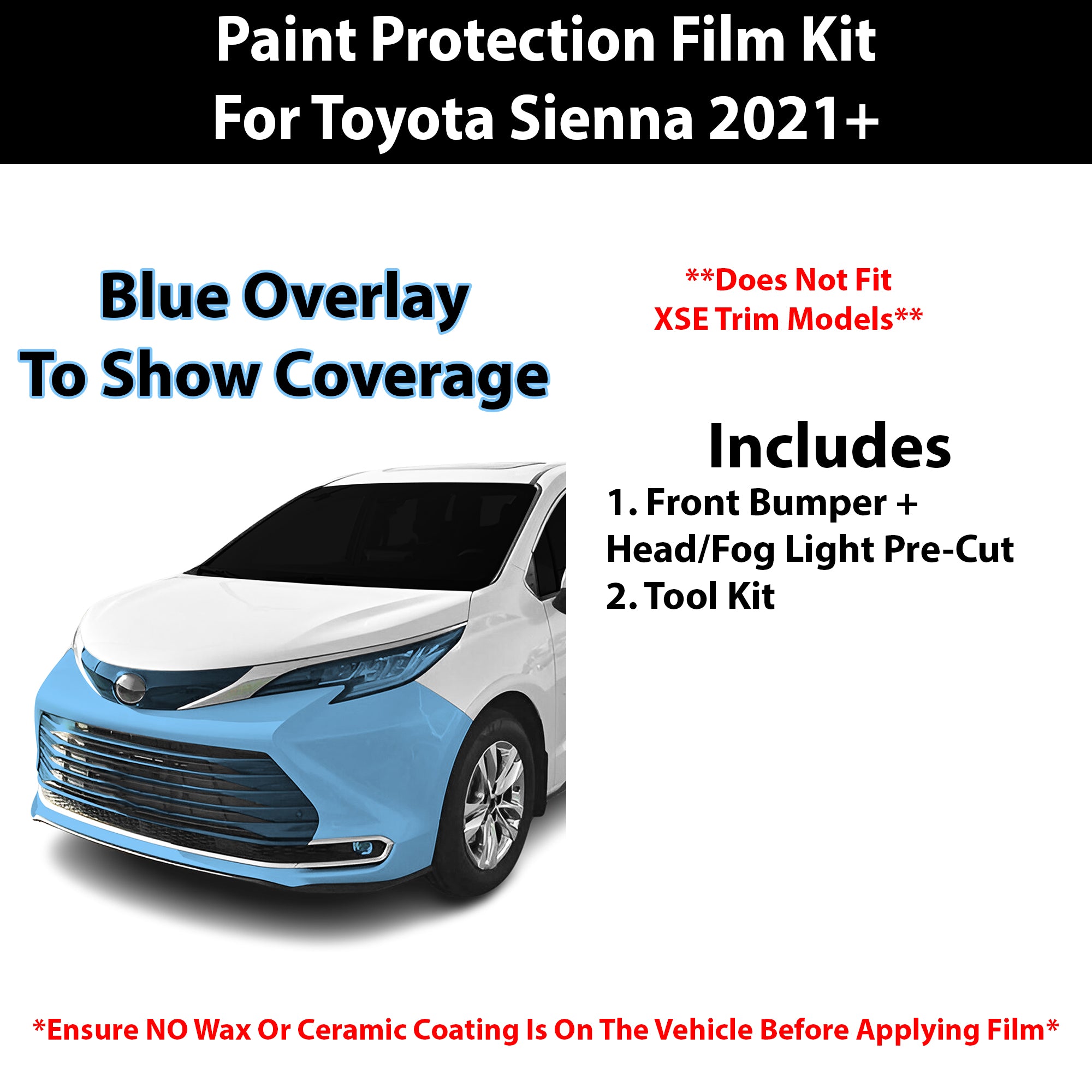 Fits Toyota Sienna (LE & XLE & Limited & Platinum) 2021+ Precut Premium Paint Protection Film Clear Bra PPF Decal Film Kit Cover - Bogar Tech Designs
