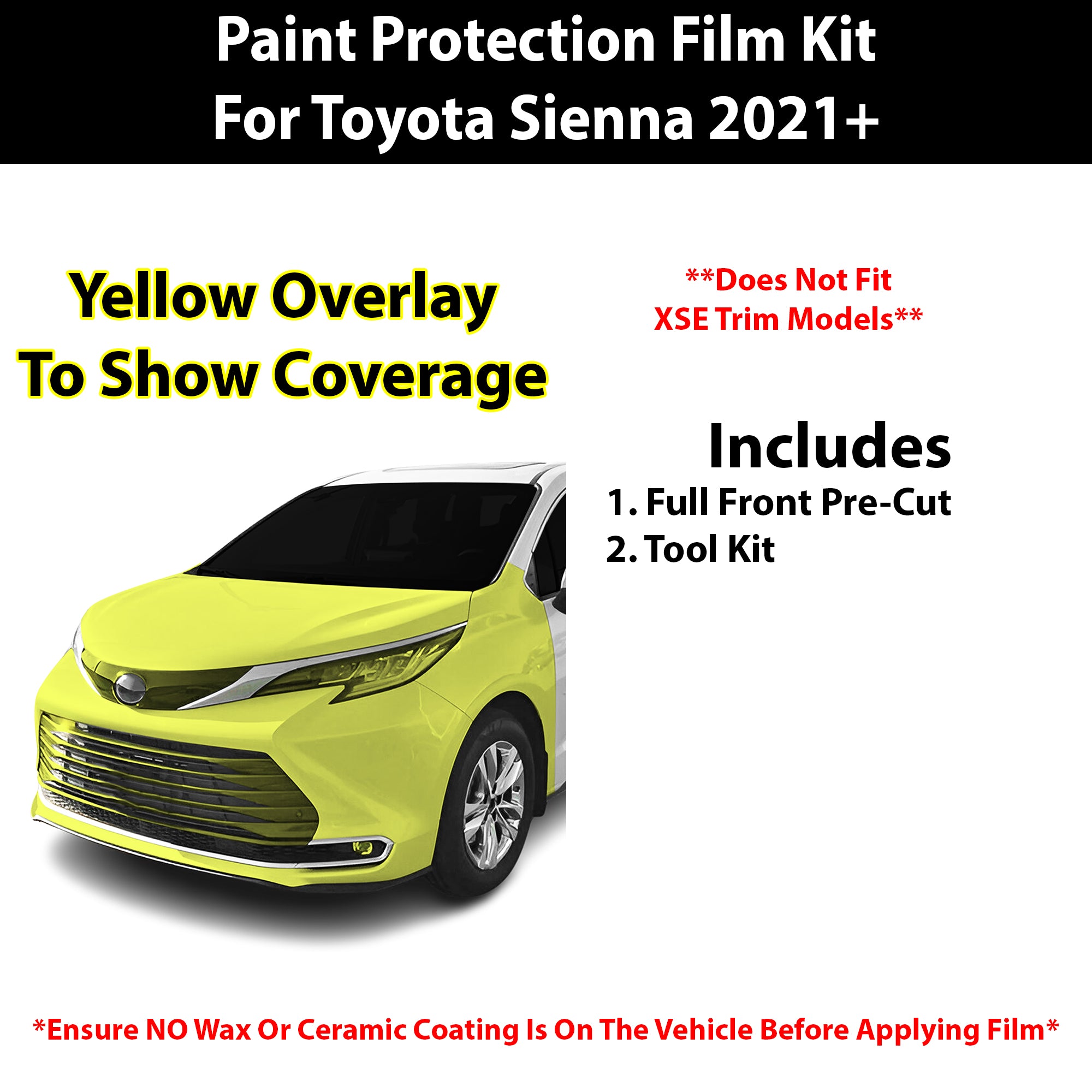 Fits Toyota Sienna (LE & XLE & Limited & Platinum) 2021+ Precut Premium Paint Protection Film Clear Bra PPF Decal Film Kit Cover - Bogar Tech Designs