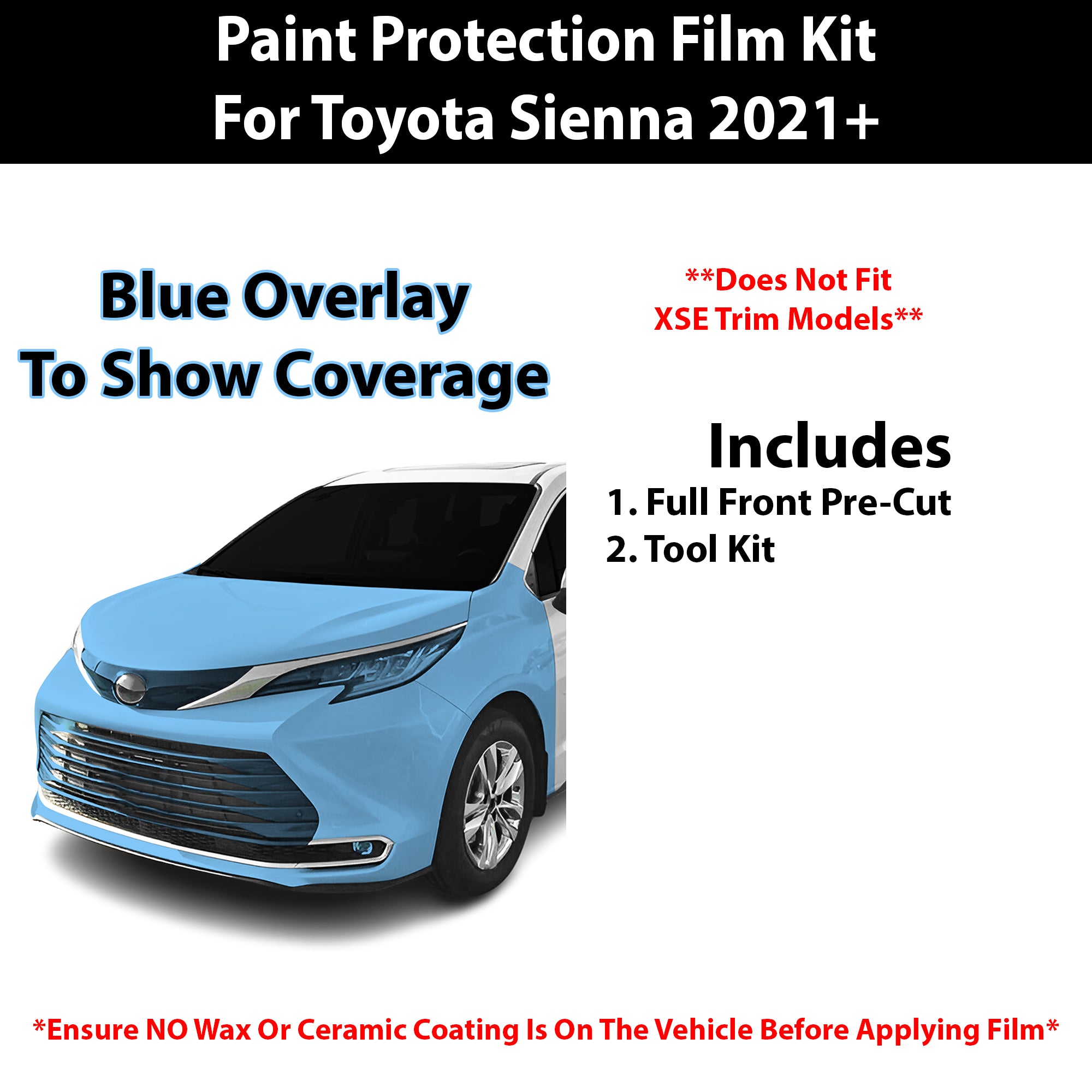 Fits Toyota Sienna (LE & XLE & Limited & Platinum) 2021+ Precut Premium Paint Protection Film Clear Bra PPF Decal Film Kit Cover - Bogar Tech Designs