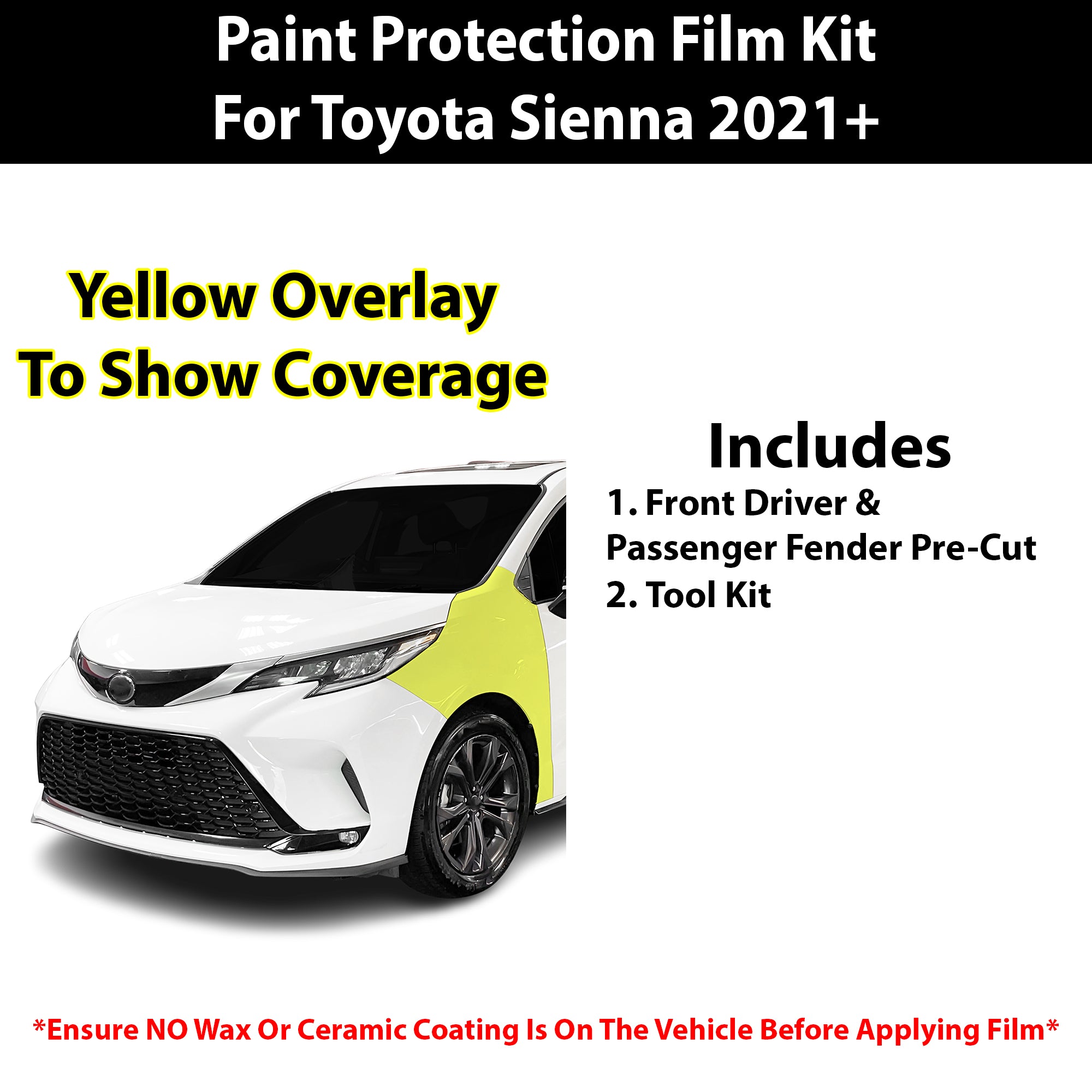 Fits Toyota Sienna (LE & XLE & Limited & Platinum) 2021+ Precut Premium Paint Protection Film Clear Bra PPF Decal Film Kit Cover - Bogar Tech Designs