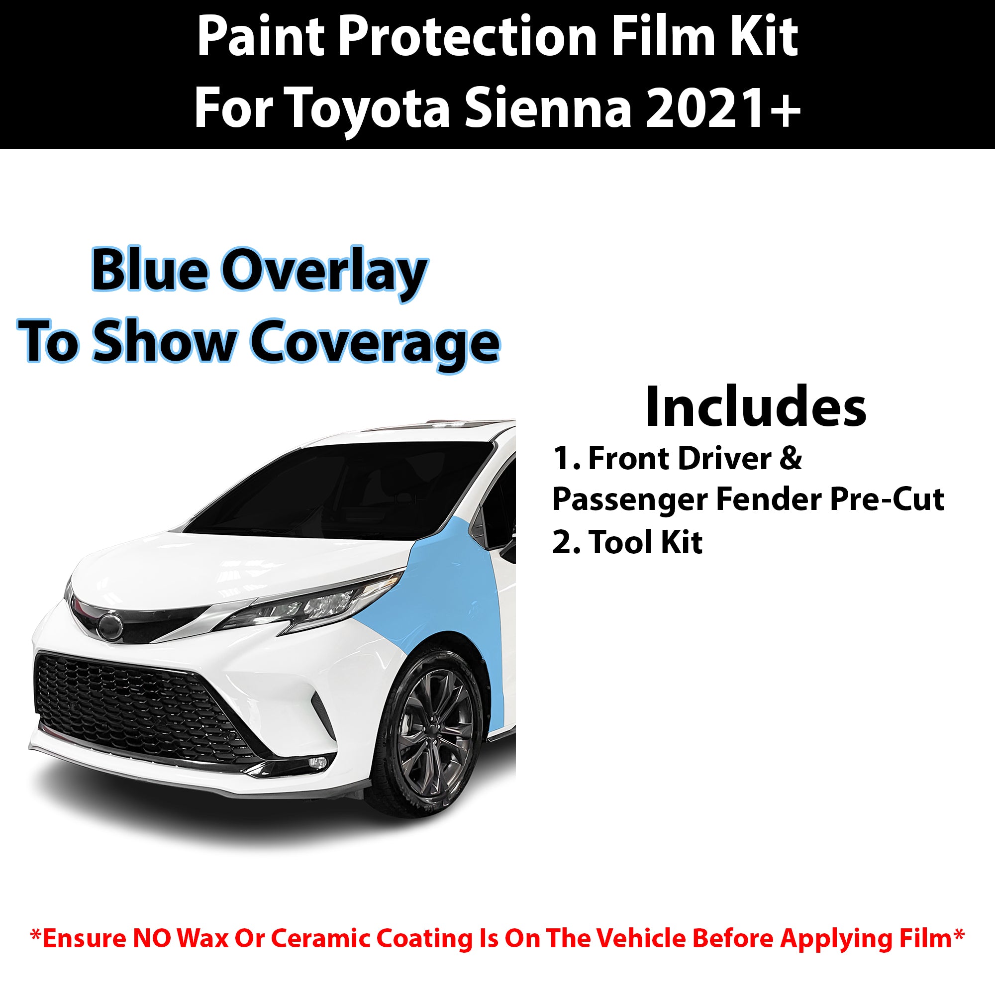 Fits Toyota Sienna (LE & XLE & Limited & Platinum) 2021+ Precut Premium Paint Protection Film Clear Bra PPF Decal Film Kit Cover - Bogar Tech Designs