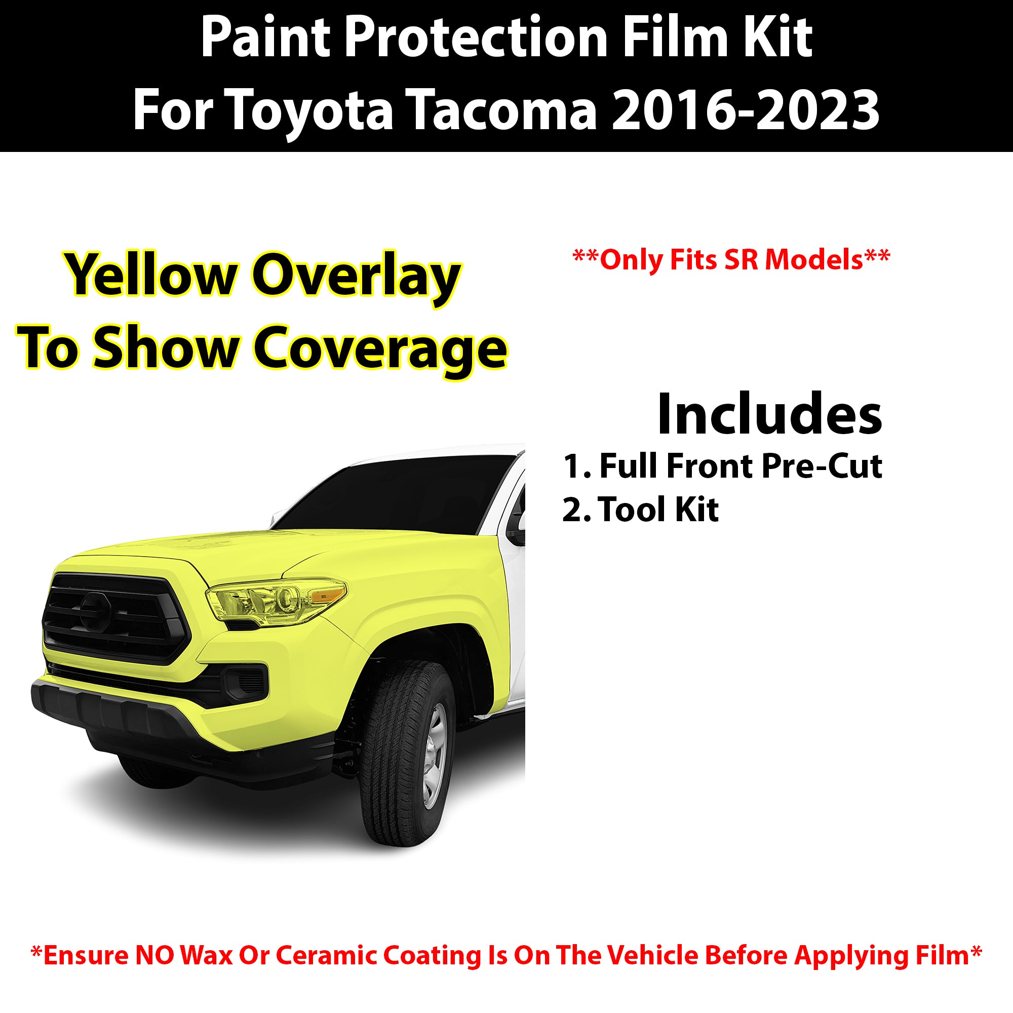 Fits Toyota Tacoma SR 2016 - 2023 Precut Premium Paint Protection Film Clear Bra PPF Decal Film Kit - Bogar Tech Designs