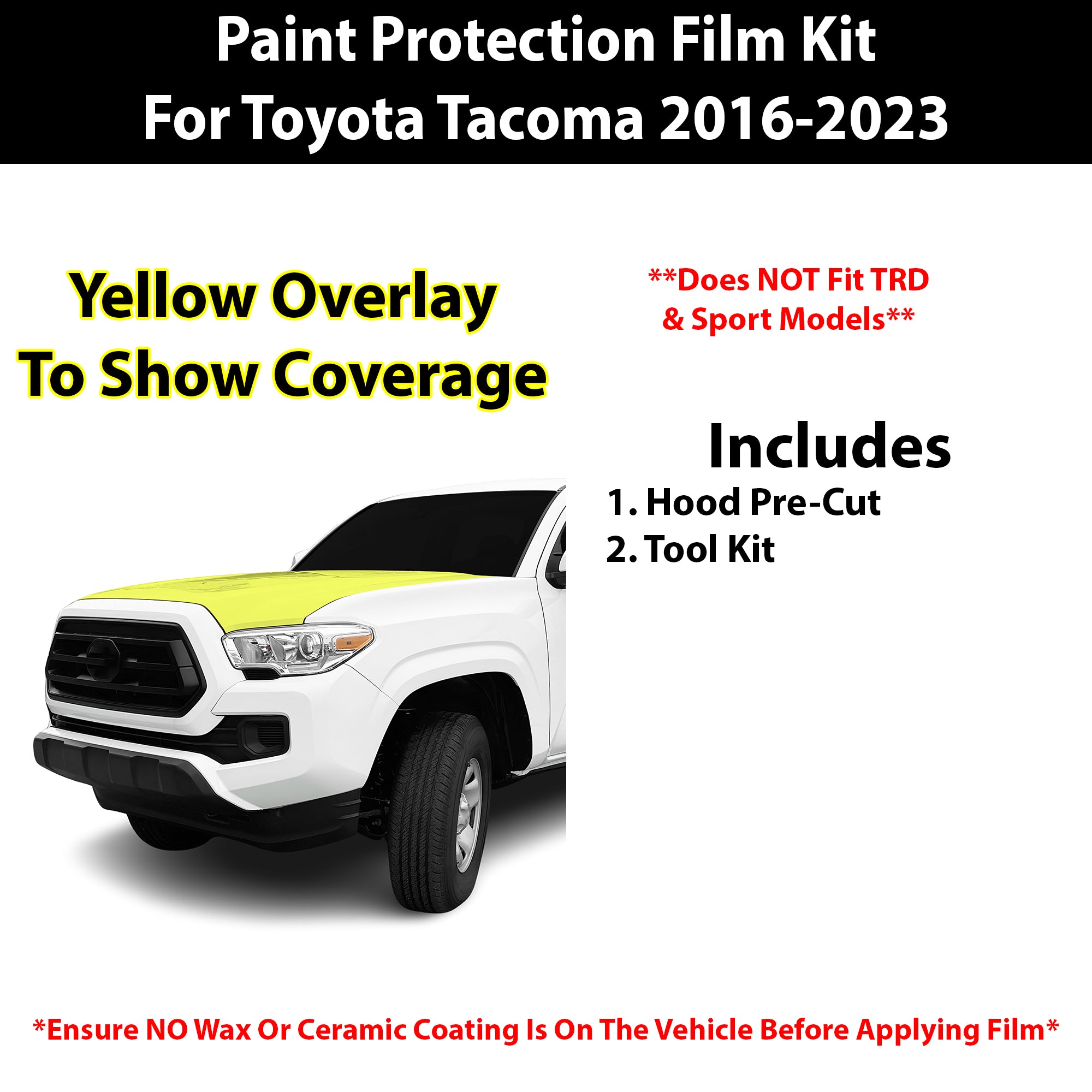Fits Toyota Tacoma SR 2016 - 2023 Precut Premium Paint Protection Film Clear Bra PPF Decal Film Kit - Bogar Tech Designs