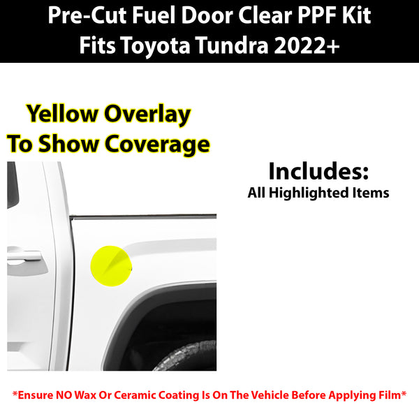 Fits Toyota Tundra 2022+ Precut Fuel Door Premium Paint Protection Film PPF Decal Film Kit Gas Cap Cover, Gloss Black Carbon Fiber