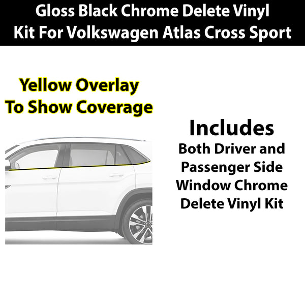 Volkswagen Atlas Cross Sport 2020-2026 Blackout Chrome Delete Kit - Precut Gloss Black Vinyl Overlays