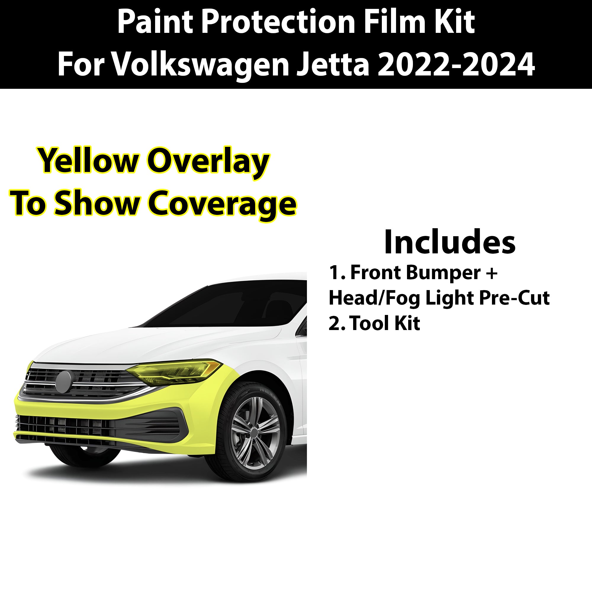 Precut Premium Paint Protection Film Clear Bra PPF Decal Film Kit Cover Fits Volkswagen Jetta 2022 - 2024 - Bogar Tech Designs