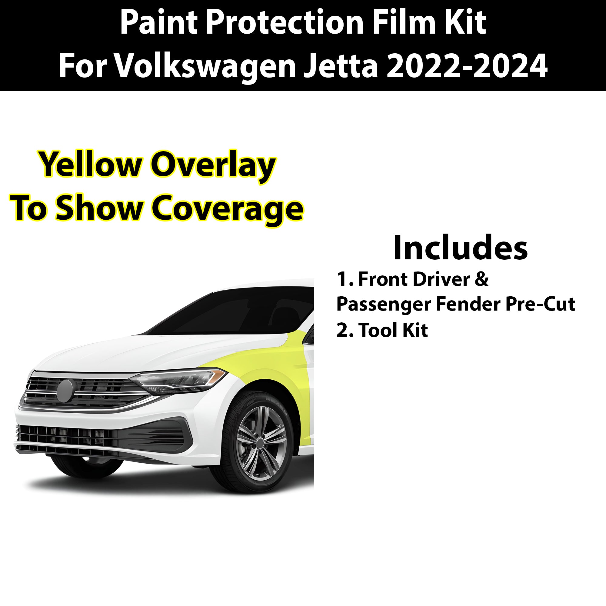 Precut Premium Paint Protection Film Clear Bra PPF Decal Film Kit Cover Fits Volkswagen Jetta 2022 - 2024 - Bogar Tech Designs