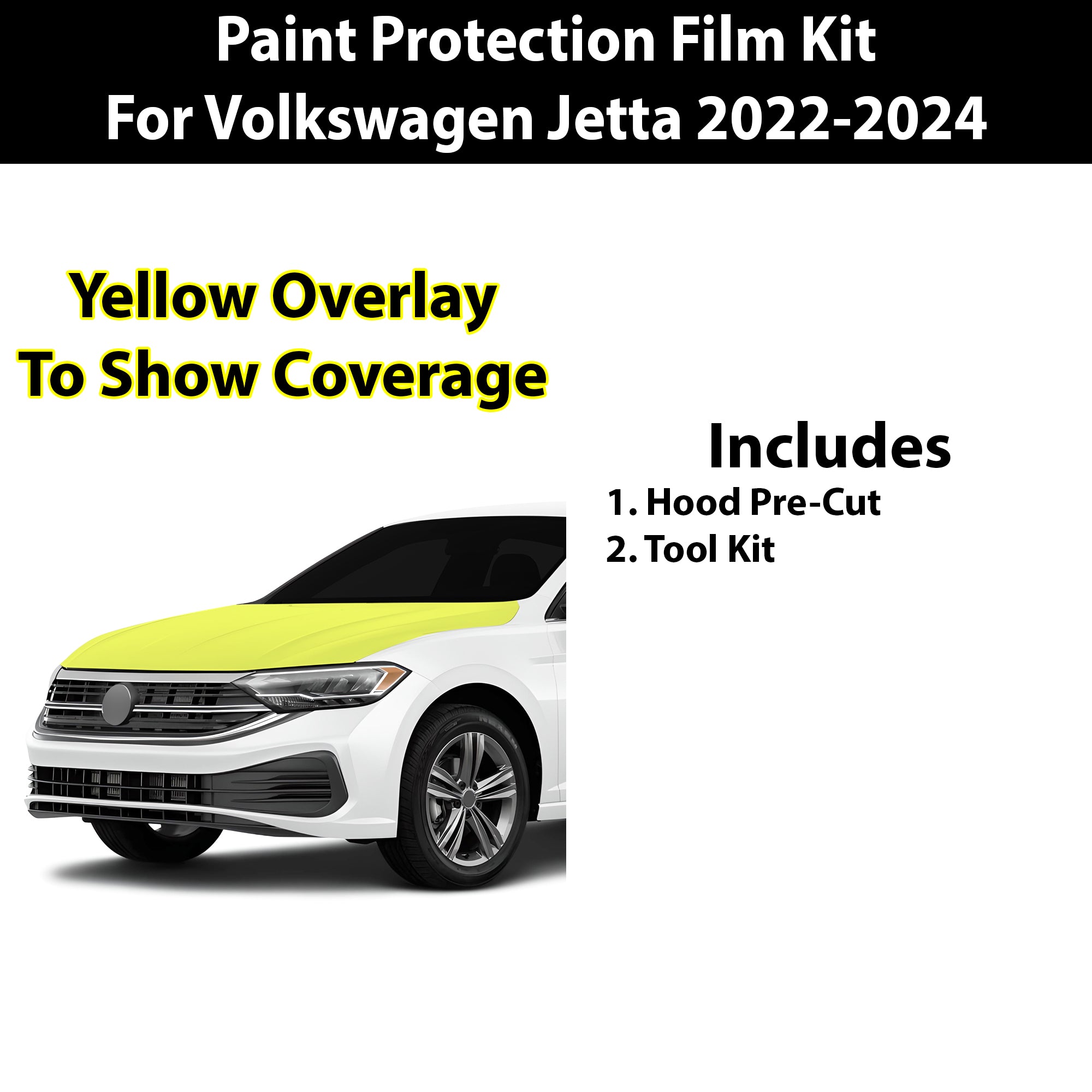 Precut Premium Paint Protection Film Clear Bra PPF Decal Film Kit Cover Fits Volkswagen Jetta 2022 - 2024 - Bogar Tech Designs